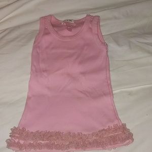 Girls Pink Ribbed Tank with Bottom Tulle Ruffles